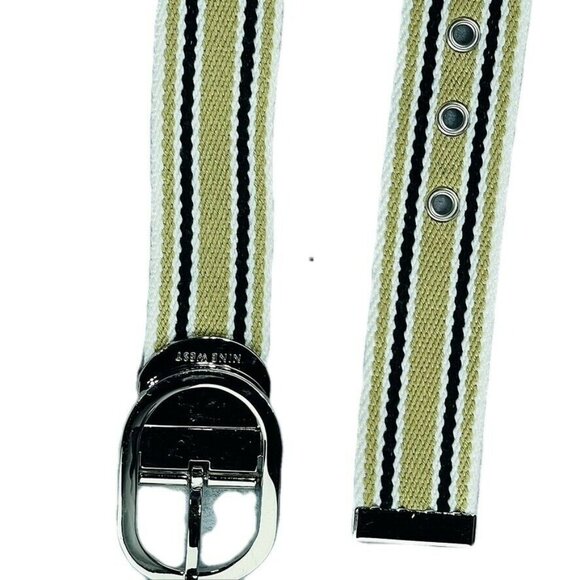 Nine West Womens Reversible Canvas Belt With Silver Buckle - Picture 3 of 7